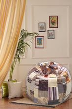 Brown Printed Patchwork Beanbag