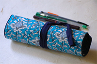 Beautiful Handmade Multipurpose Notebook Case & Notebook, Roll Up- Pencil Case