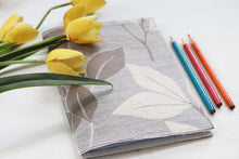 Grey Leaves Printed - Soft Cover Handmade Notebook