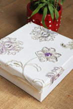 Purple Floral Embroidered Fabric Gift Box