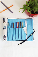 Blue Printed Roll-up Pencil Case