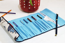 Blue Printed Roll-up Pencil Case