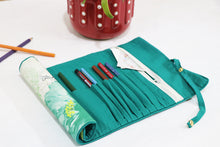 Green Flora Roll-up Pencil Case