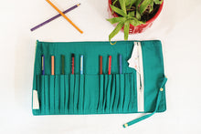 Green Flora Roll-up Pencil Case