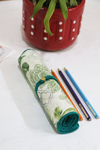 Green Flora Roll-up Pencil Case