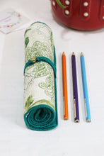 Green Flora Roll-up Pencil Case