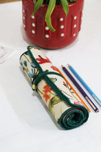 Green Printed Roll-up Pencil Case