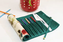 Green Printed Roll-up Pencil Case