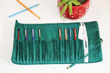 Green Printed Roll-up Pencil Case