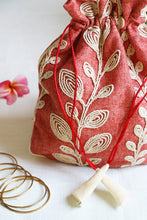 Beautiful Leaves Embroidery Multipurpose Jewellery Potli