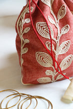 Beautiful Leaves Embroidery Multipurpose Jewellery Potli