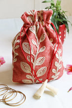 Beautiful Leaves Embroidery Multipurpose Jewellery Potli