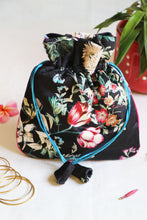 Beautiful Black Flora Multipurpose Jewellery Potli
