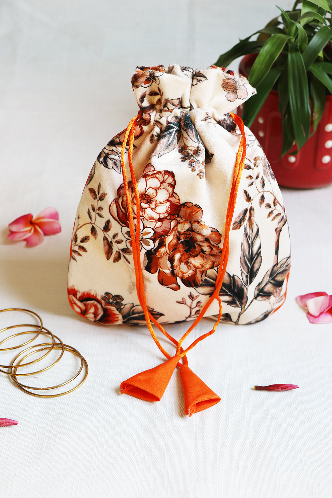 Orange Multipurpose Jewellery Potli - Main Image