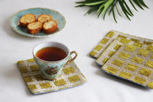 Olive Grid Coasters Set Of 4