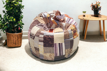 Brown Printed Patchwork Beanbag