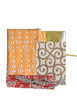 Stationery Kit | Yellow Block Printed Multipurpose Case | Red Kalamkari Roll Up-Pencil Case | Brown Spiral Notebook | Set Of 3