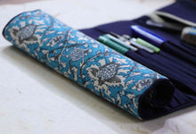Blue Kalamkari Roll-up Pencil Case