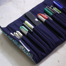 Blue Kalamkari Roll-up Pencil Case