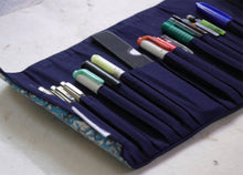 Blue Kalamkari Roll-up Pencil Case
