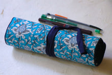 Blue Kalamkari Roll-up Pencil Case