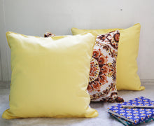 Brown & Yellow Cotton Flora Bloom Cushion Covers (Set of 3)