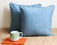 Blue Plain Dual Sided Cushion Covers (Set Of 2)