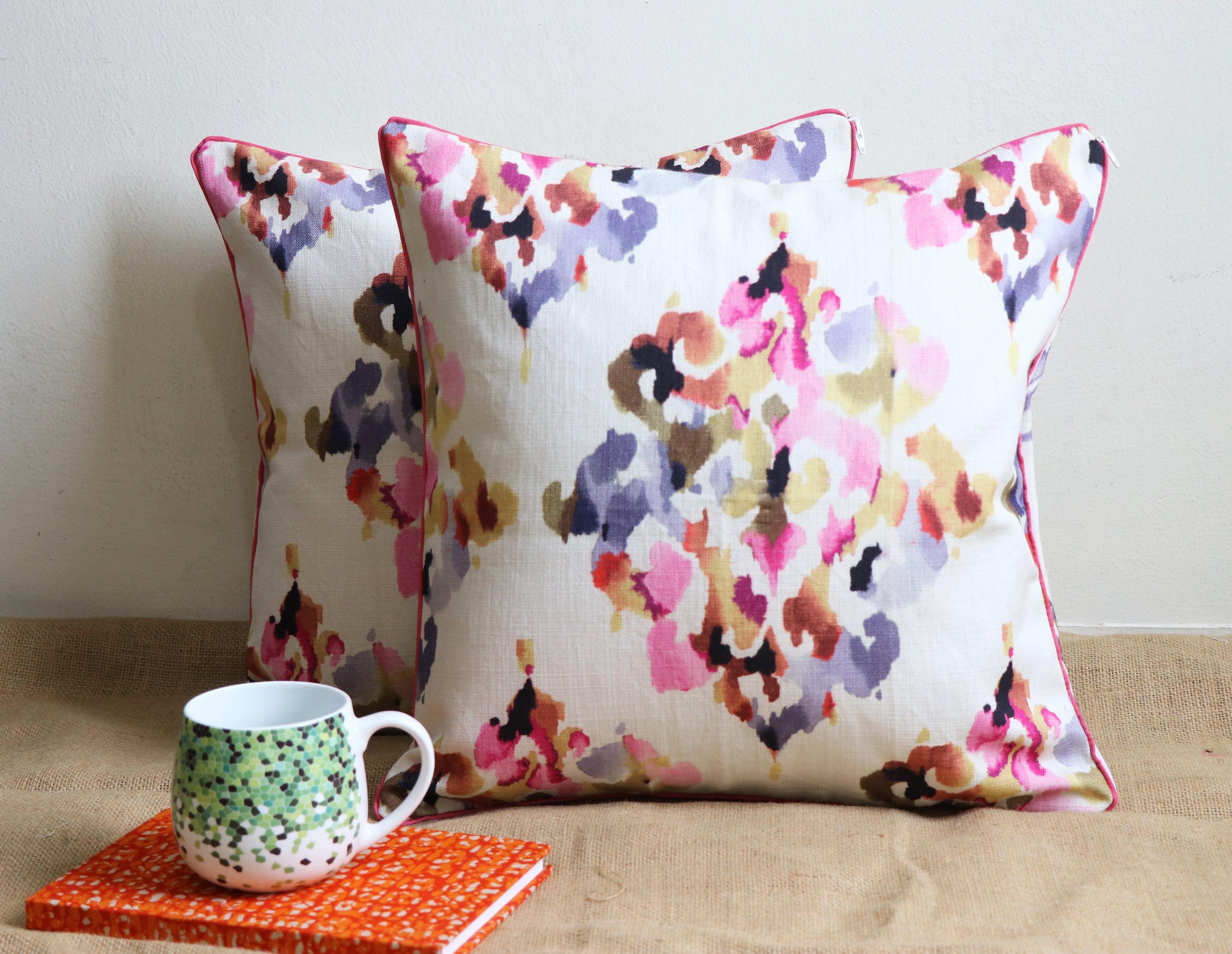 Multicolour Flora Dual Sided Pink Cushion Covers (Set Of 2)
