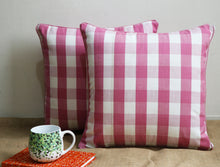 Dual Sided-Pink Checked Cushion Covers (Set Of 2)
