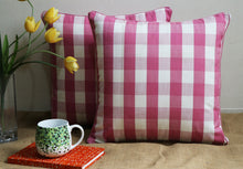 Dual Sided-Pink Checked Cushion Covers (Set Of 2)