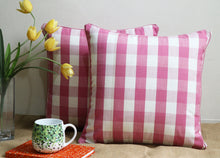 Dual Sided-Pink Checked Cushion Covers (Set Of 2)