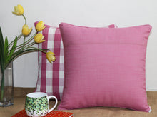 Dual Sided-Pink Checked Cushion Covers (Set Of 2)