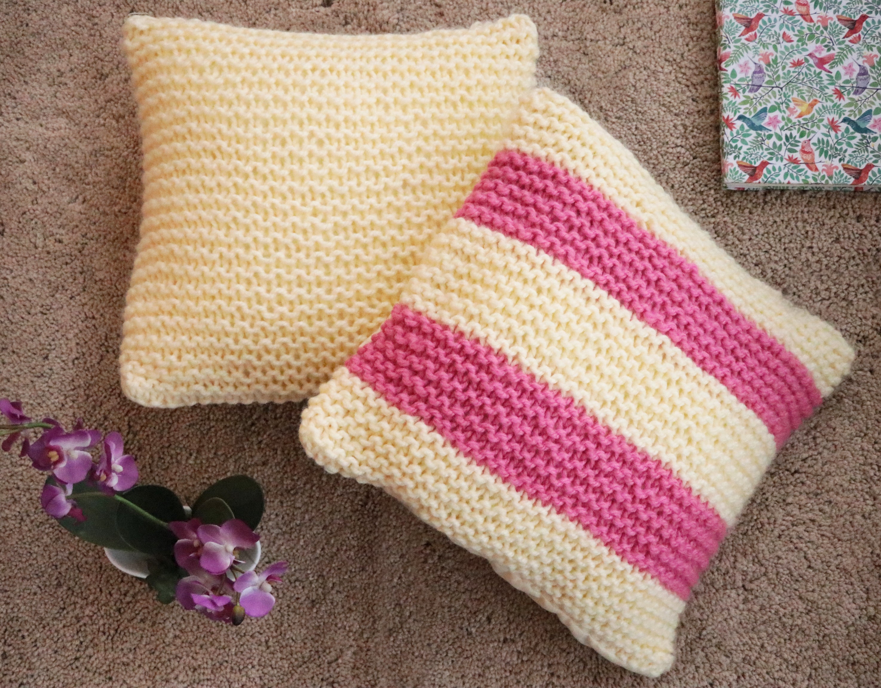 Pink and Cream Stripes Cushion Cover